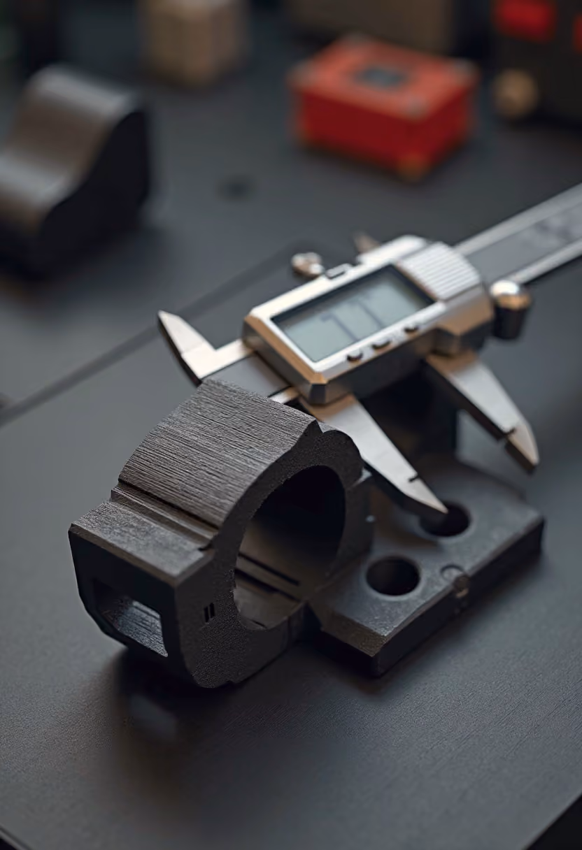 Digital caliper measuring a printed prototype part